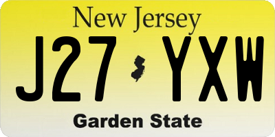 NJ license plate J27YXW