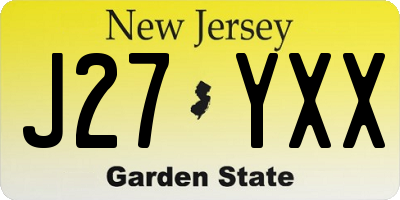 NJ license plate J27YXX