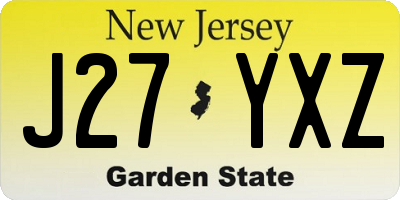 NJ license plate J27YXZ