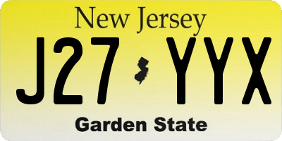 NJ license plate J27YYX