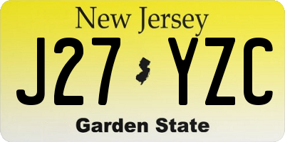 NJ license plate J27YZC