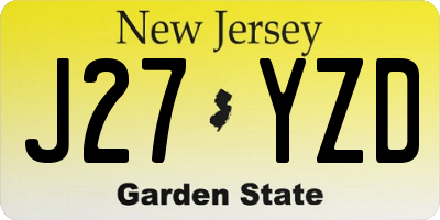 NJ license plate J27YZD