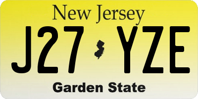 NJ license plate J27YZE