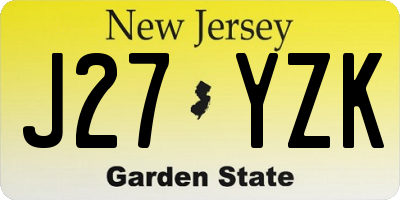 NJ license plate J27YZK