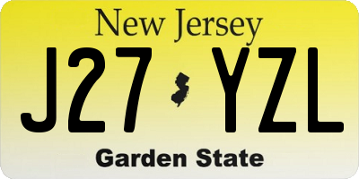 NJ license plate J27YZL