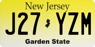 NJ license plate J27YZM