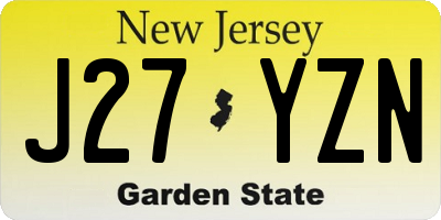 NJ license plate J27YZN