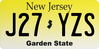 NJ license plate J27YZS