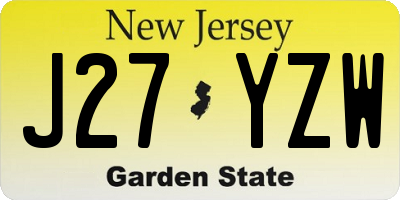 NJ license plate J27YZW