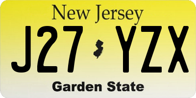 NJ license plate J27YZX