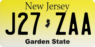 NJ license plate J27ZAA