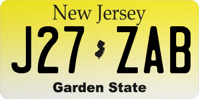 NJ license plate J27ZAB