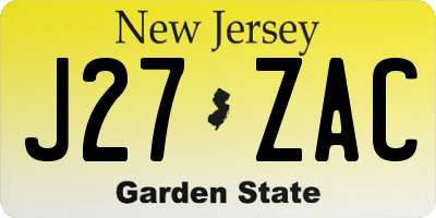 NJ license plate J27ZAC