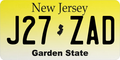 NJ license plate J27ZAD