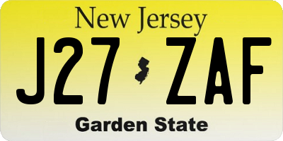 NJ license plate J27ZAF
