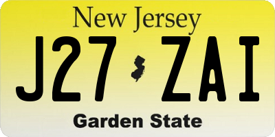 NJ license plate J27ZAI