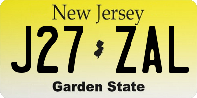 NJ license plate J27ZAL