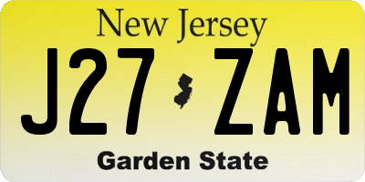 NJ license plate J27ZAM