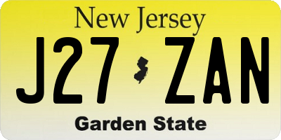 NJ license plate J27ZAN