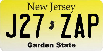 NJ license plate J27ZAP