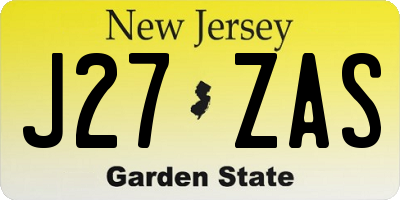 NJ license plate J27ZAS
