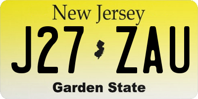 NJ license plate J27ZAU