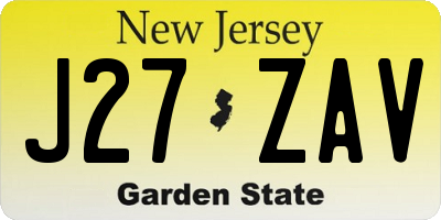NJ license plate J27ZAV