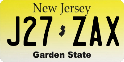 NJ license plate J27ZAX