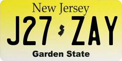 NJ license plate J27ZAY