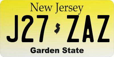 NJ license plate J27ZAZ
