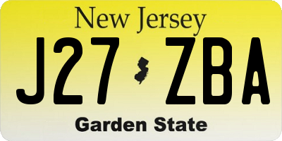 NJ license plate J27ZBA