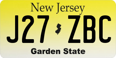 NJ license plate J27ZBC
