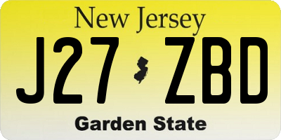 NJ license plate J27ZBD