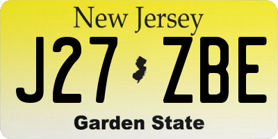 NJ license plate J27ZBE