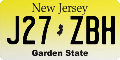 NJ license plate J27ZBH