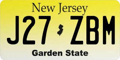 NJ license plate J27ZBM