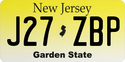 NJ license plate J27ZBP