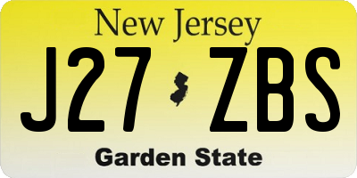 NJ license plate J27ZBS