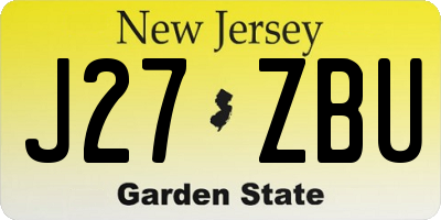 NJ license plate J27ZBU