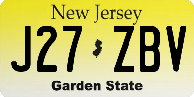 NJ license plate J27ZBV