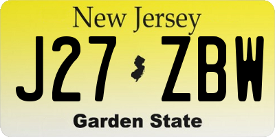 NJ license plate J27ZBW