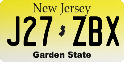 NJ license plate J27ZBX