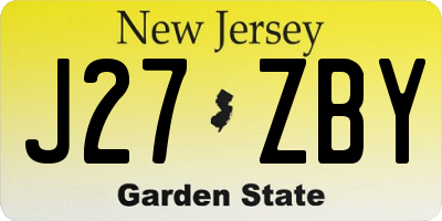 NJ license plate J27ZBY