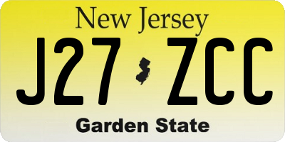 NJ license plate J27ZCC