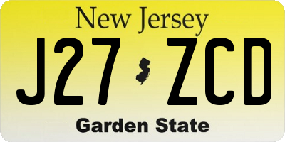 NJ license plate J27ZCD