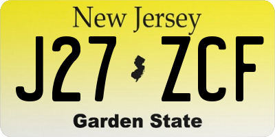 NJ license plate J27ZCF