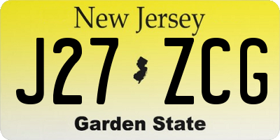NJ license plate J27ZCG