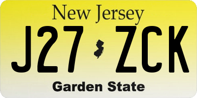 NJ license plate J27ZCK