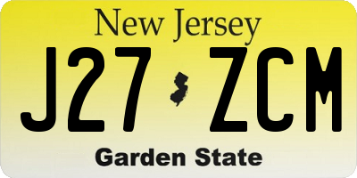 NJ license plate J27ZCM
