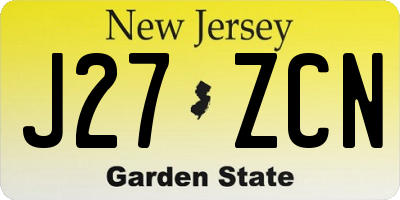NJ license plate J27ZCN